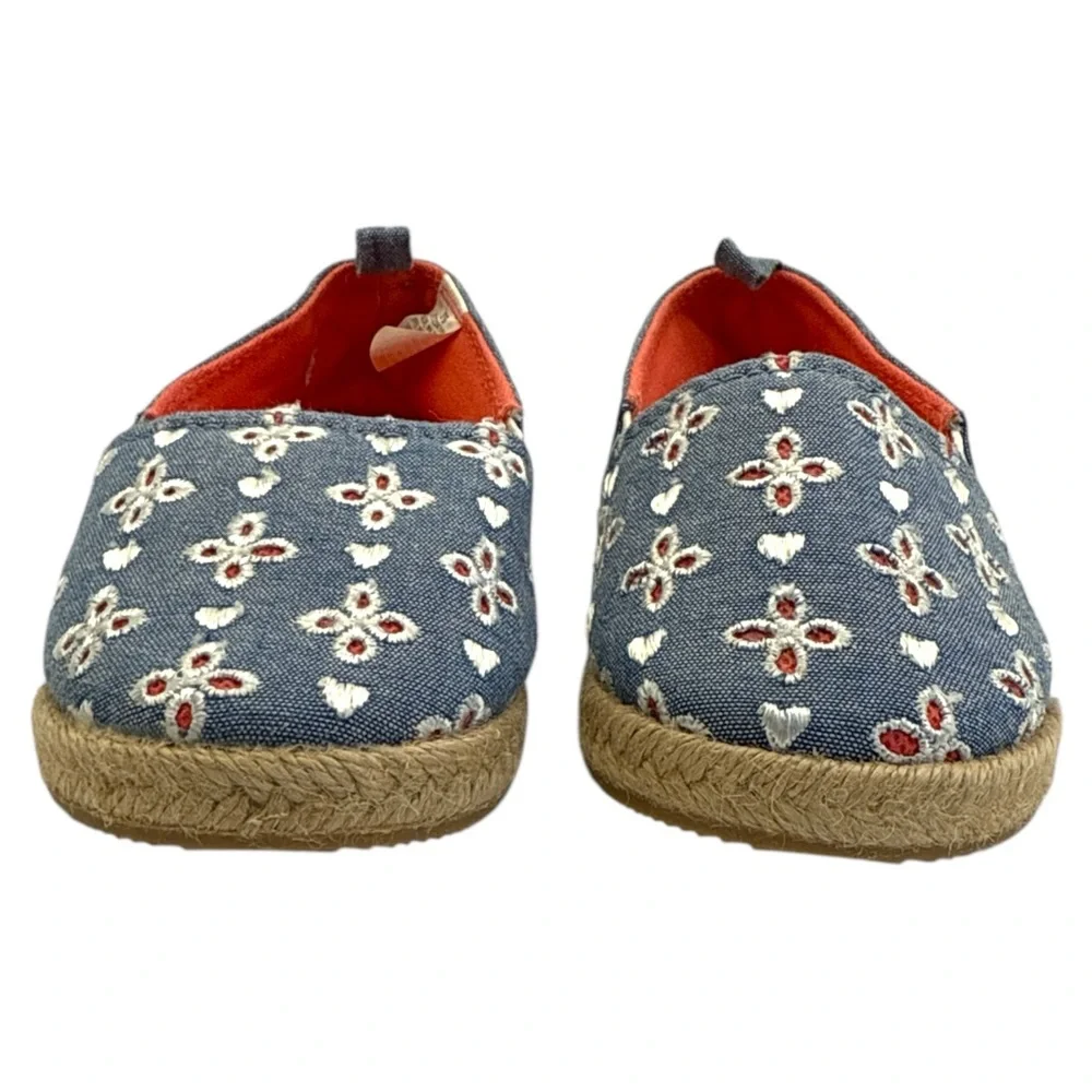 Koala Kids Toddler‎ Girls Denim Floral Embroidered Slip-On Shoes Blue Sz 6